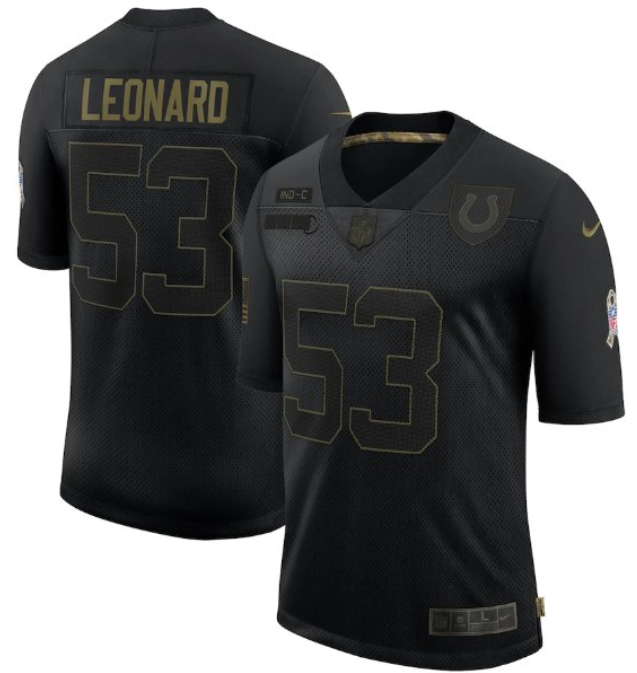 Men's Indianapolis Colts #53 Darius Leonard 2020 Black Salute To Service Limited Stitched Jersey